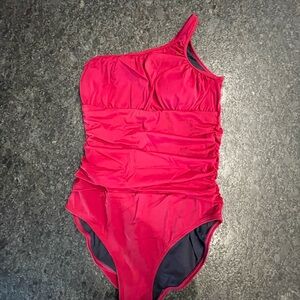 Boden Red One-Shoulder Swim One Piece
